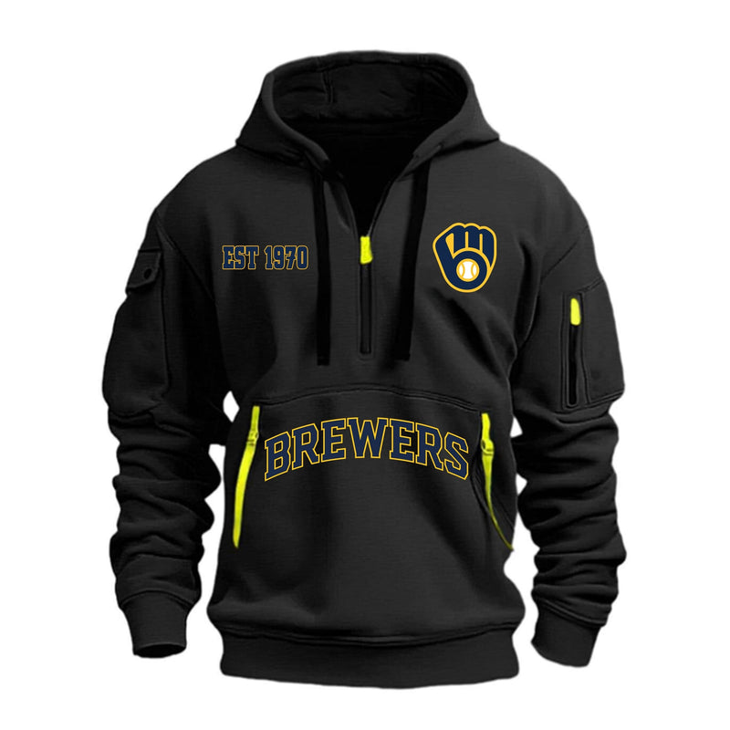 Milwaukee Neon Trim Black Baseball Hoodie