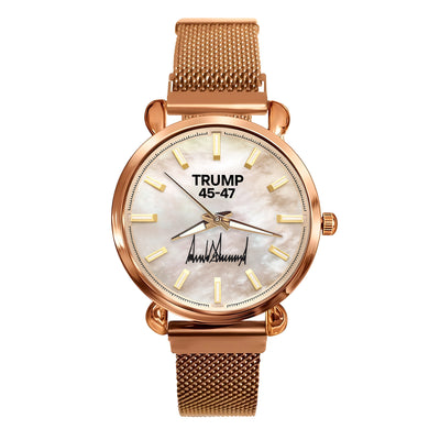 TRUMP 45-47 Watch 2026 Luxury Rose Gold – Gold Mother of Pearl Dial for Women