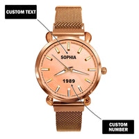 Custom Wrist Watches For Ladies - Elegant Peach Dial - Rose Gold Watches For Ladies