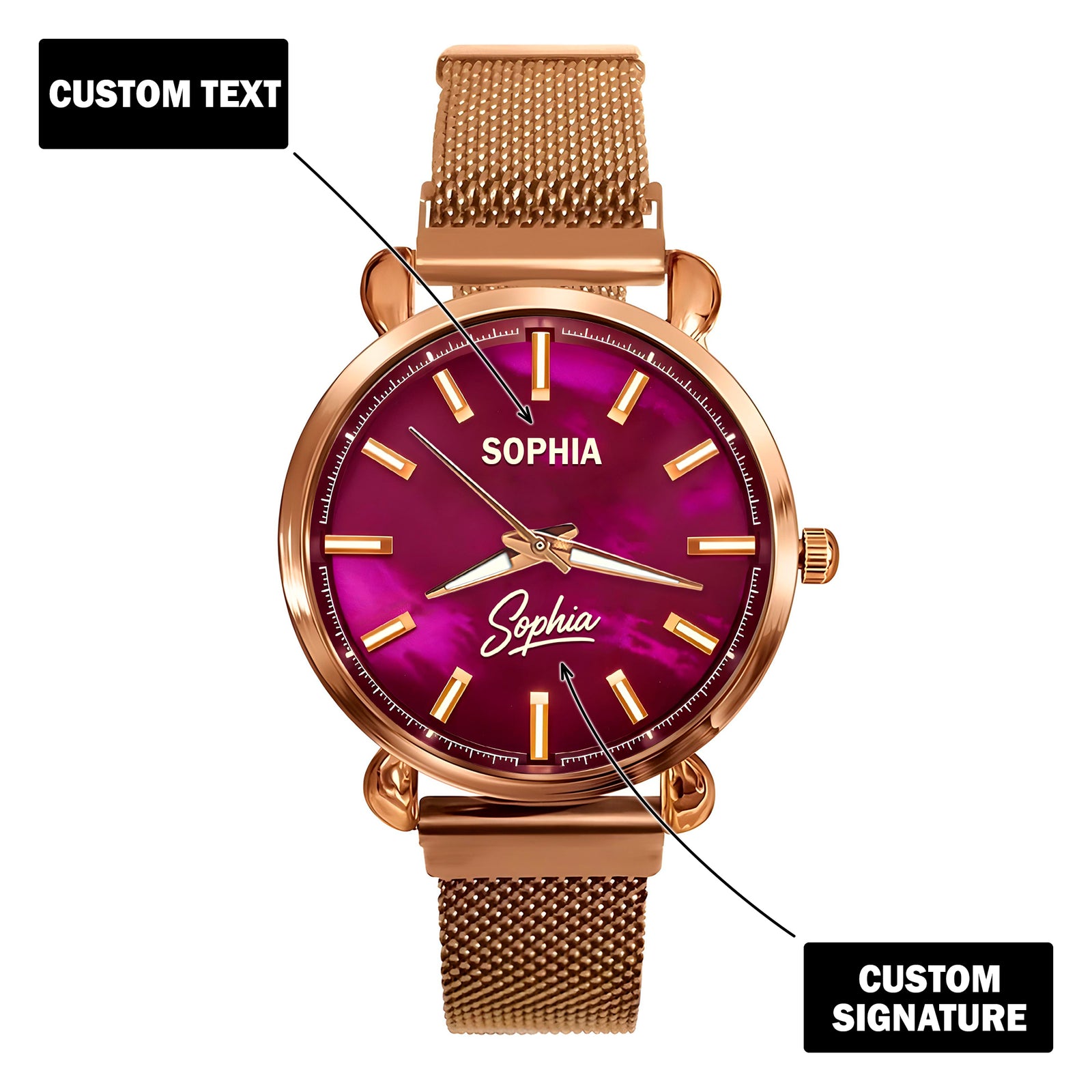 Custom Wrist Watches For Ladies - Galaxy Purple Dial - Purple Pink Watches For Ladies