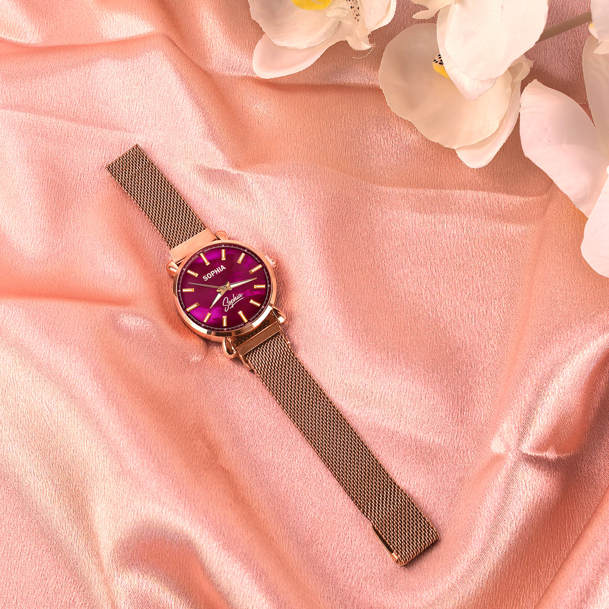 Custom Wrist Watches For Ladies - Galaxy Purple Dial - Purple Pink Watches For Ladies