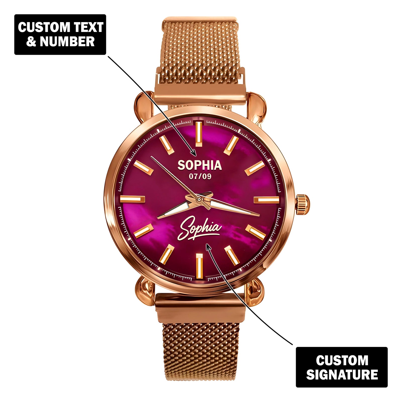 Custom Wrist Watches For Ladies - Galaxy Purple Dial - Purple Pink Watches For Ladies