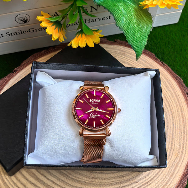 Custom Wrist Watches For Ladies - Galaxy Purple Dial - Purple Pink Watches For Ladies
