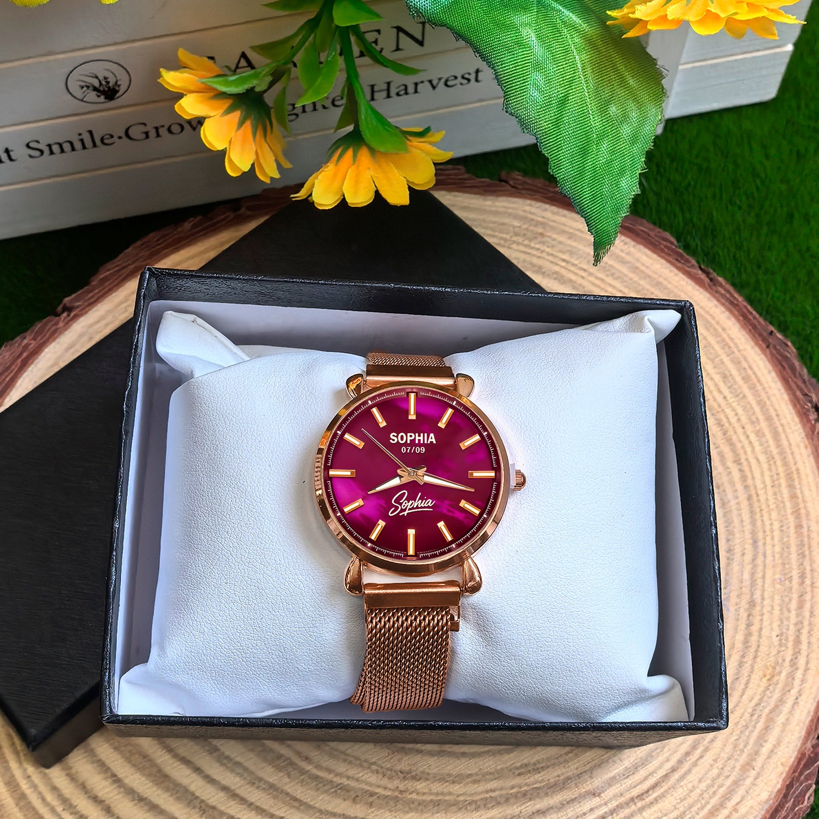 Custom Wrist Watches For Ladies - Galaxy Purple Dial - Purple Pink Watches For Ladies