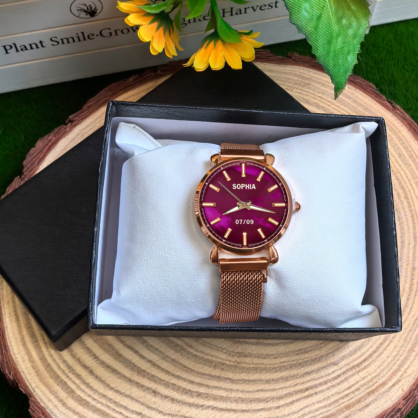 Custom Wrist Watches For Ladies - Galaxy Purple Dial - Purple Pink Watches For Ladies