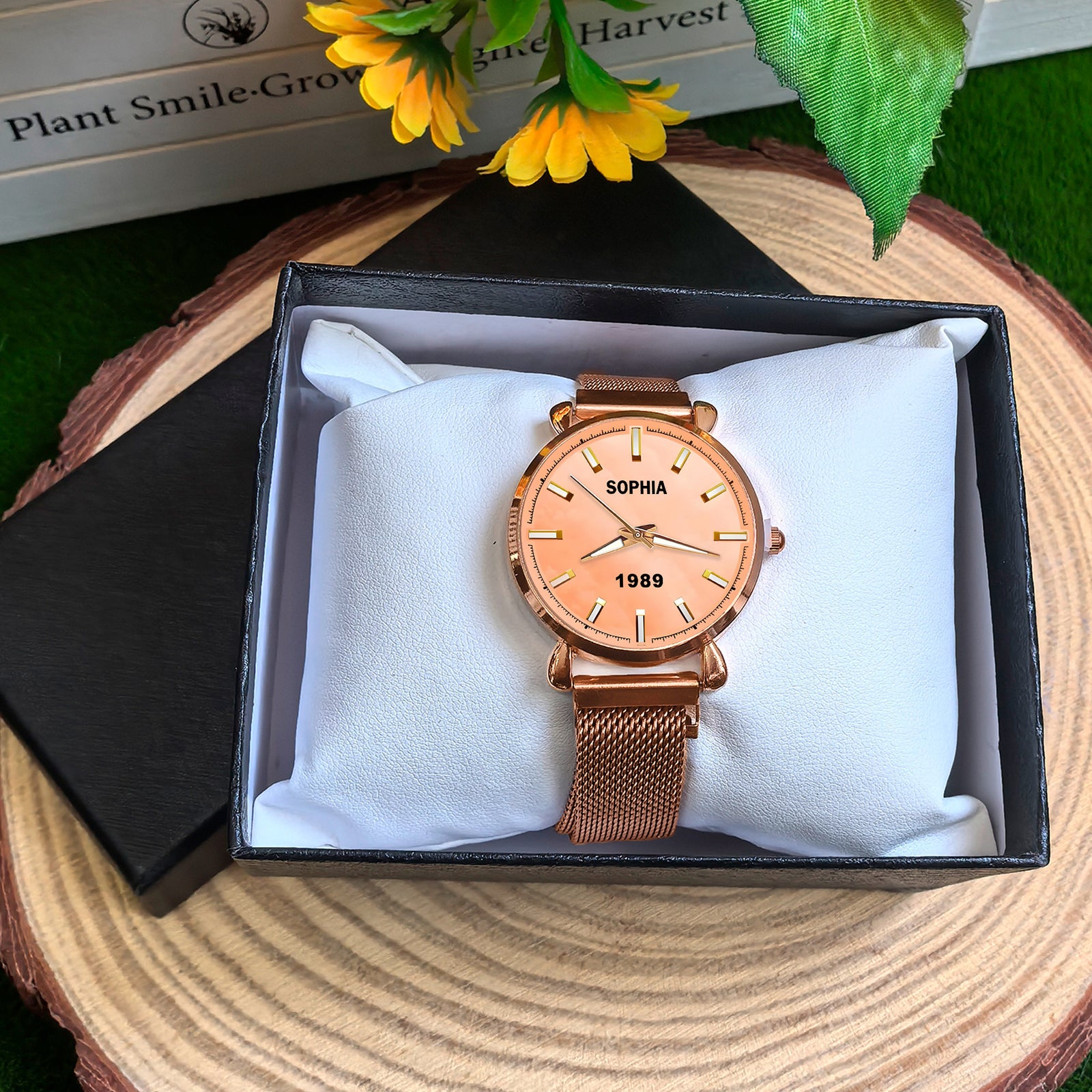 Custom Wrist Watches For Ladies - Elegant Peach Dial - Rose Gold Watches For Ladies