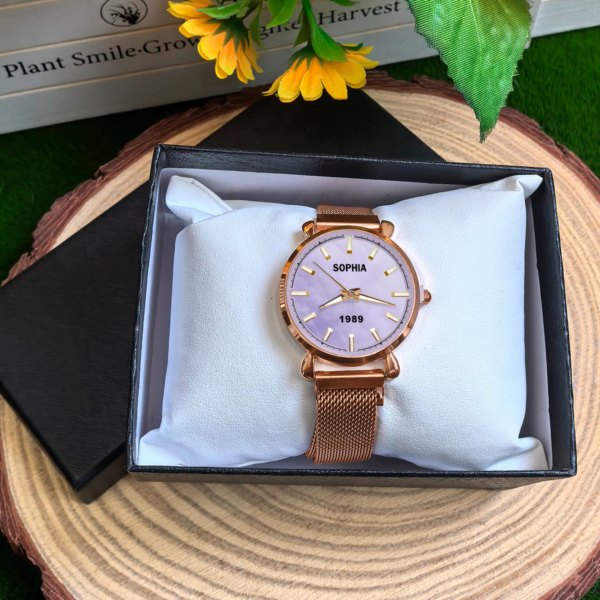 Custom Wrist Watches For Ladies - Opulent Violet Dial - Rose Gold Watches For Ladies