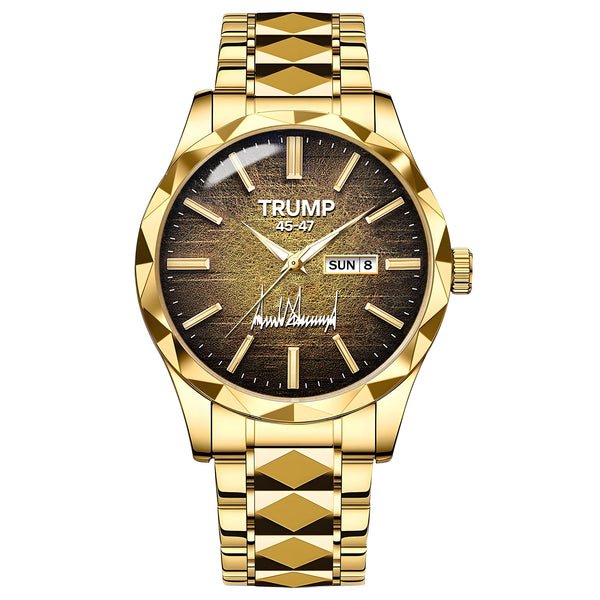 TRUMP 45-47 Watch 2026 Luxury Gold – Signature Vintage Brown Dial