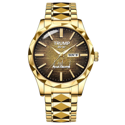 TRUMP 45-47 Watch 2026 Luxury Gold – Signature Vintage Brown Dial