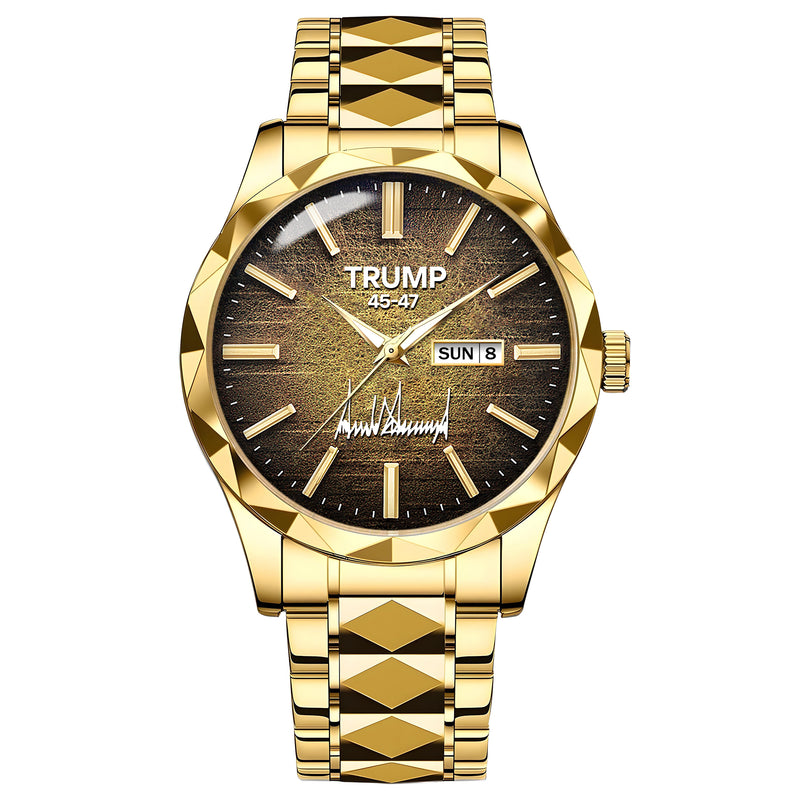 TRUMP 45-47 Watch 2026 Luxury Gold – Signature Vintage Brown Dial