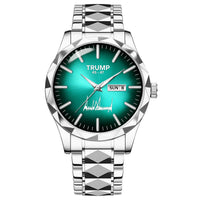 TRUMP 45-47 Watch 2026 Luxury Silver – Emerald Green Sunburst Dial
