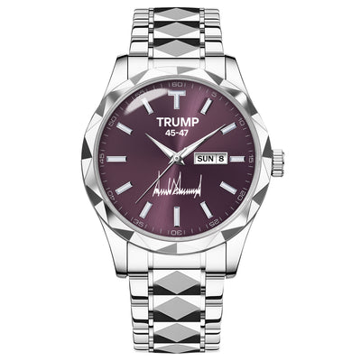 TRUMP 45-47 Watch 2026 Luxury Silver – Deep Royal Purple Dial – Watch for Men