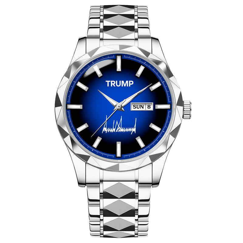 TRUMP Watch 2026 Luxury Silver – Deep Midnight Blue Dial – Watch for Men