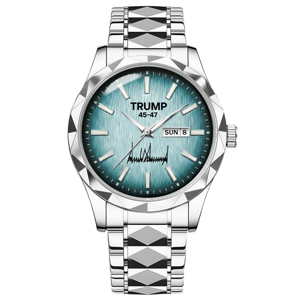 TRUMP 45-47 Watch 2026 Luxury Silver Steel – Signature Ice Blue Dial