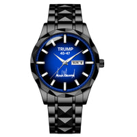 TRUMP 45-47 Watch 2026 Luxury Black Steel – Signature Royal Blue Dial