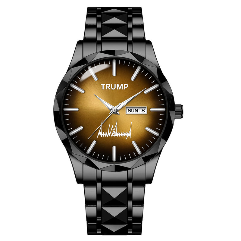 TRUMP Watch 2026 Luxury Black Steel – Signature Sunburst Gold Dial