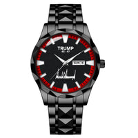 TRUMP 45-47 Watch 2026 Luxury Black Steel – Signature Red Sport Dial