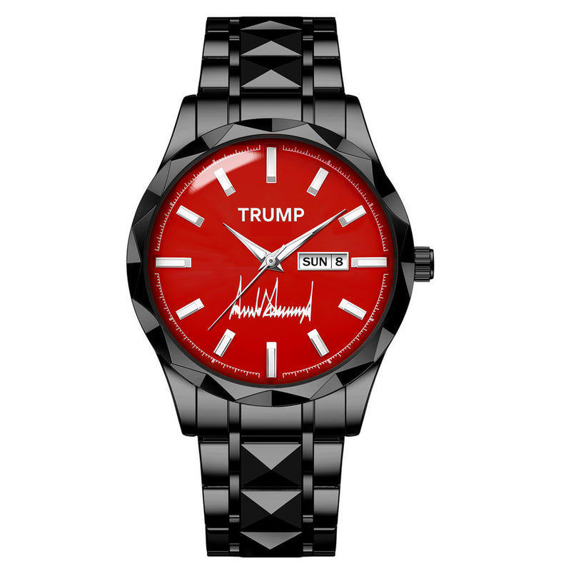 TRUMP Watch 2026 Luxury Black Steel – Signature Bright Red Dial