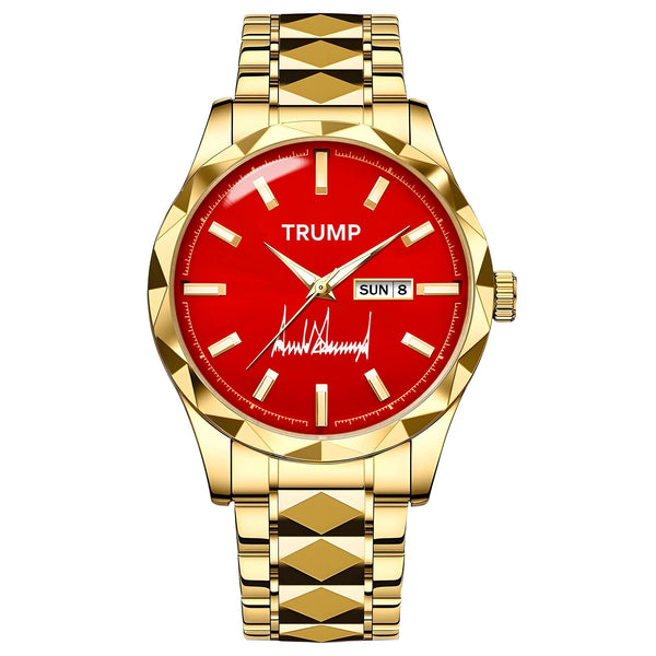 TRUMP Watch 2026 – Gold Case, Red Dial – Luxury Men’s Watch