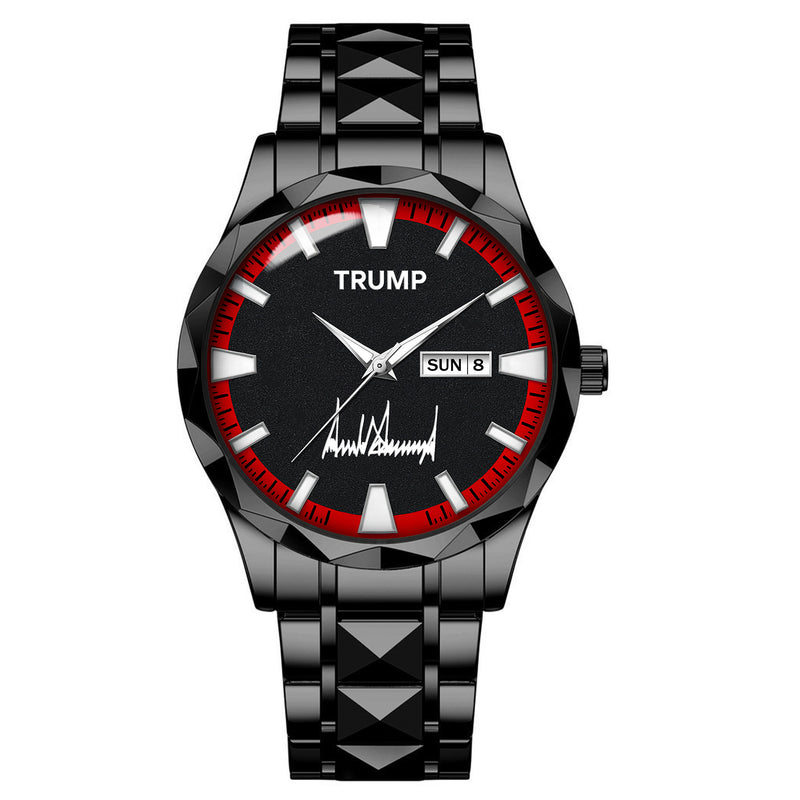 TRUMP Watch 2026 Luxury Black Steel – Signature Red Sport Dial