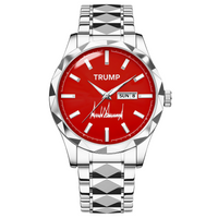 TRUMP Watch 2026 Silver Red Dial –Luxury Steel Watch for Men