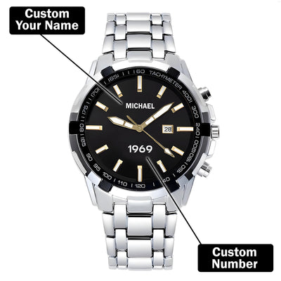 Custom Wrist Watches For Men - Black Gold Dial