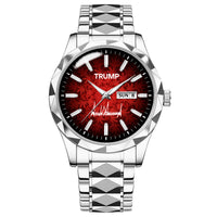 TRUMP Schedule III Watch 2026 – Silver Case, Crimson Red Dial – Luxury Men’s Watch