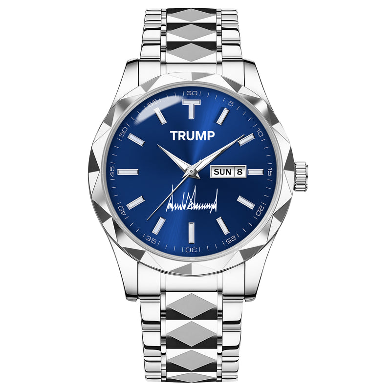 TRUMP Watch 2026 Luxury Silver – Deep Ocean Blue Dial – Watch for Men