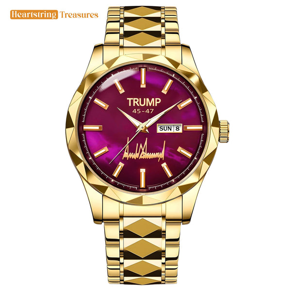 TRUMP 45-47 Watch 2026 Luxury Gold – Enchanted Galaxy Purple Dial – Gold Watch for Men