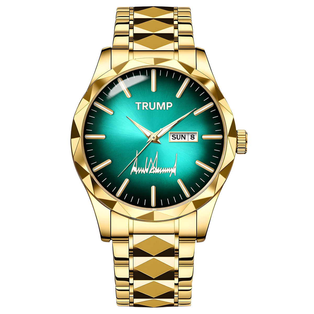 TRUMP Watch 2026 Luxury Gold – Emerald Green Sunburst Dia