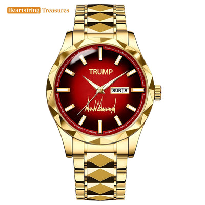 TRUMP Watch 2026 Gold Red Dial - Gold Watches for Men