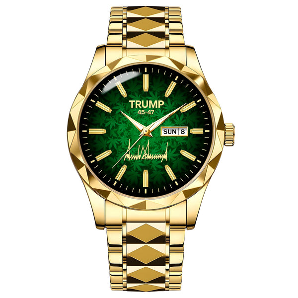 TRUMP 45–47 Schedule III Watch 2026 – Gold Case, Emerald Green Dial – Luxury Men’s Watch