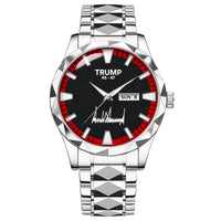 TRUMP 45-47 Watch 2026 Luxury Silver Steel – Signature Red Sport Dial