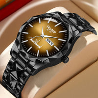 TRUMP 45-47 Watch 2026 Luxury Black Steel – Signature Sunburst Gold Dial