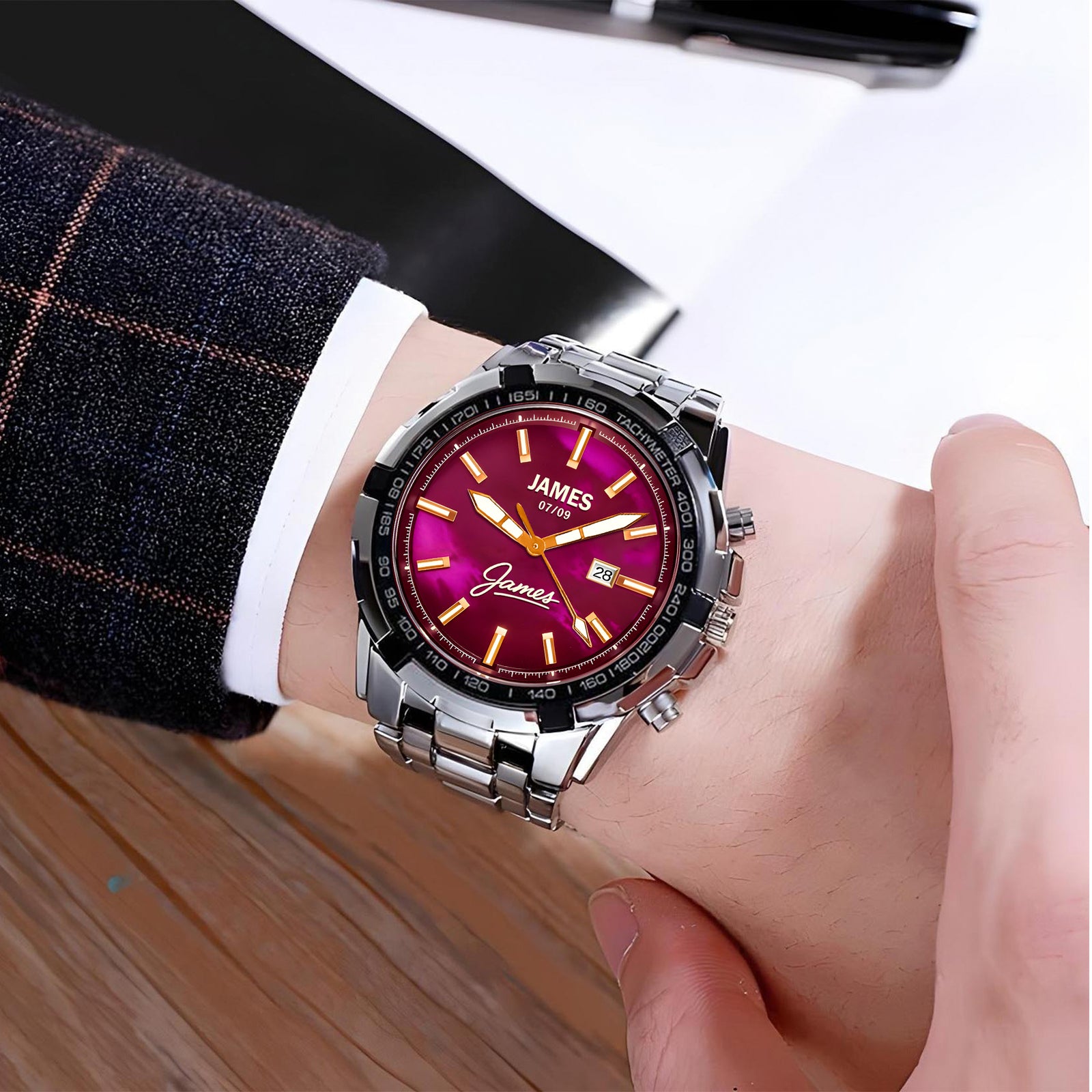 Custom Wrist Watches For Men - Galaxy Purple Dial