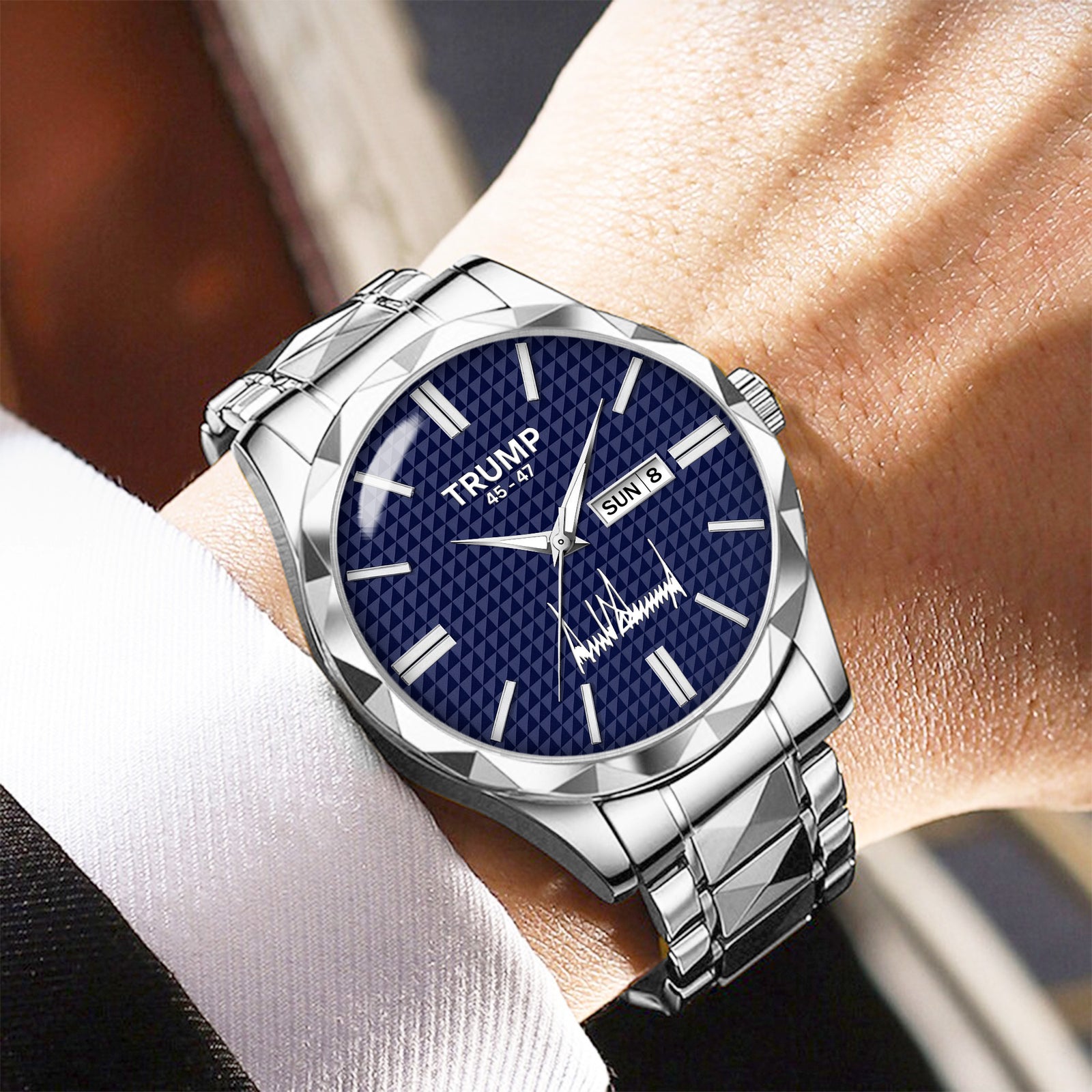 TRUMP 45-47 Watch 2026 Luxury Silver – Signature Blue Dial