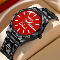 TRUMP 45-47 Watch 2026 Luxury Black Steel – Signature Bright Red Dial