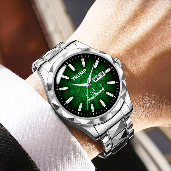 TRUMP Schedule III Watch 2026 – Silver Case, Deep Green Dial – Luxury Men’s Watch
