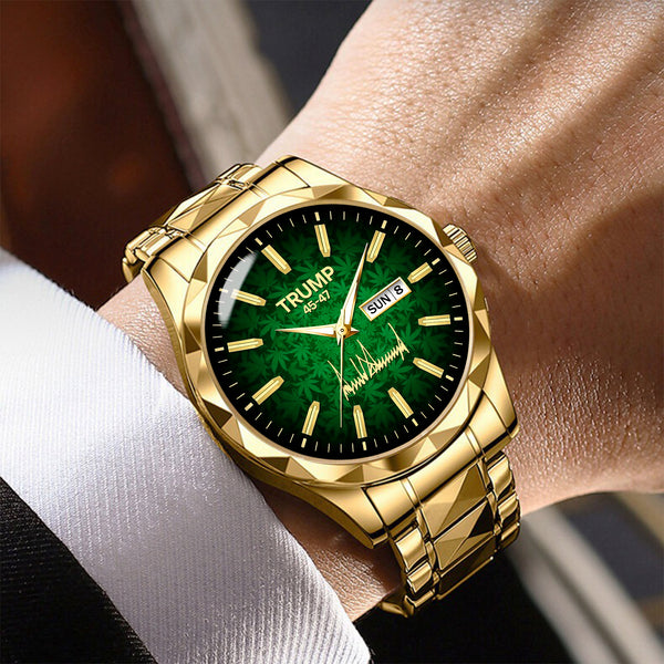 TRUMP 45–47 Schedule III Watch 2026 – Gold Case, Emerald Green Dial – Luxury Men’s Watch