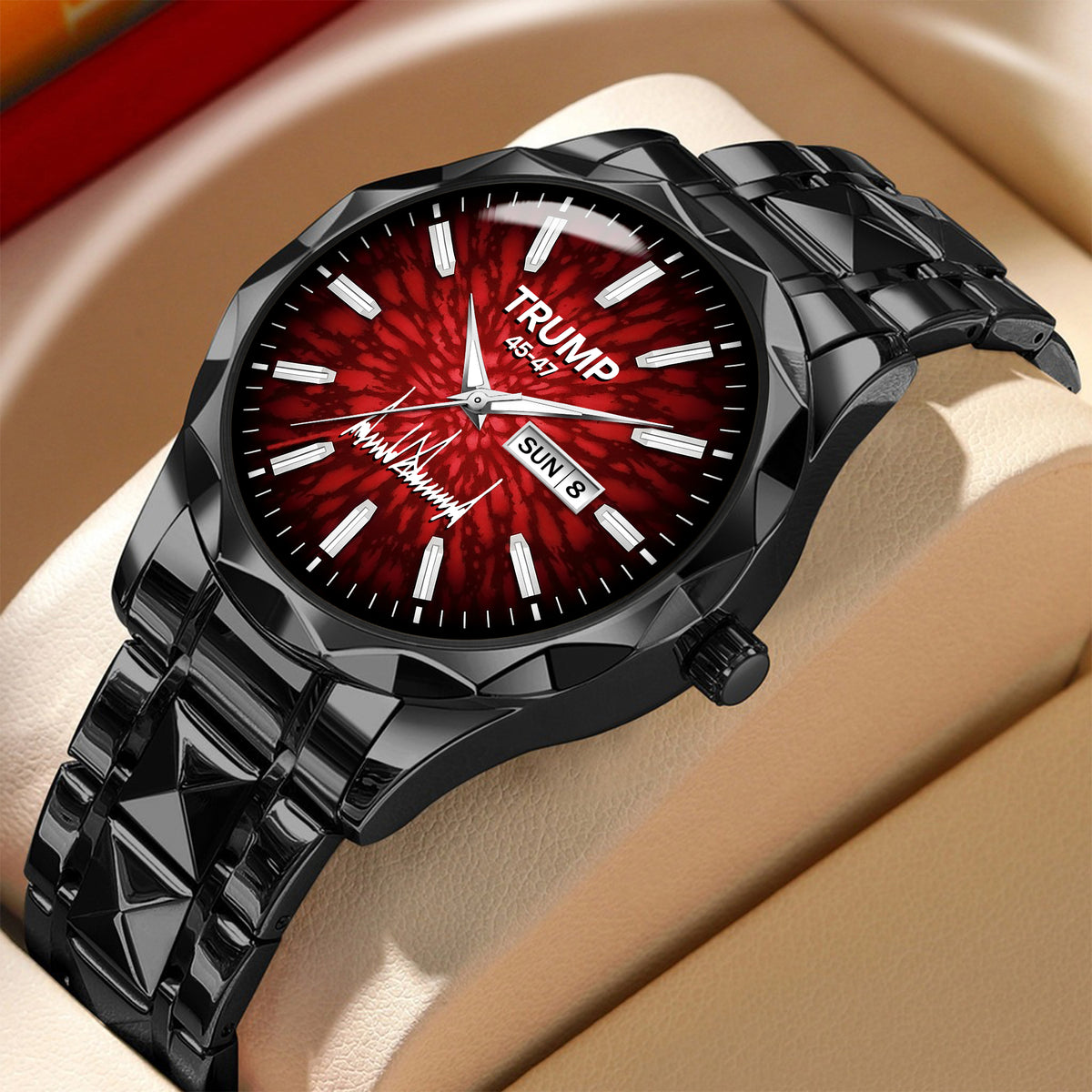 TRUMP Watch 45 – 47 Black Steel – Scarlet Radiance Dial