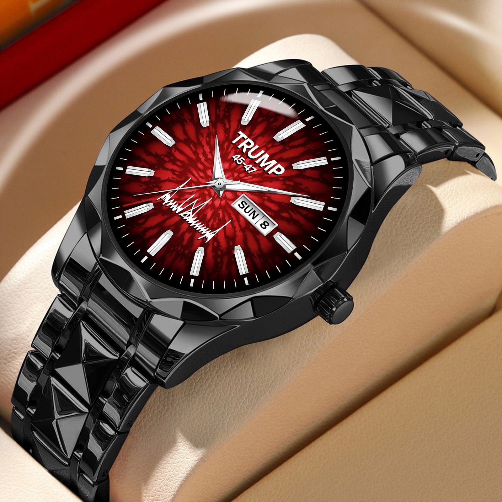 TRUMP Watch 45 – 47 Black Steel – Scarlet Radiance Dial