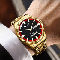 TRUMP Watch 2026 Luxury Gold Steel – Signature Red Sport Dial
