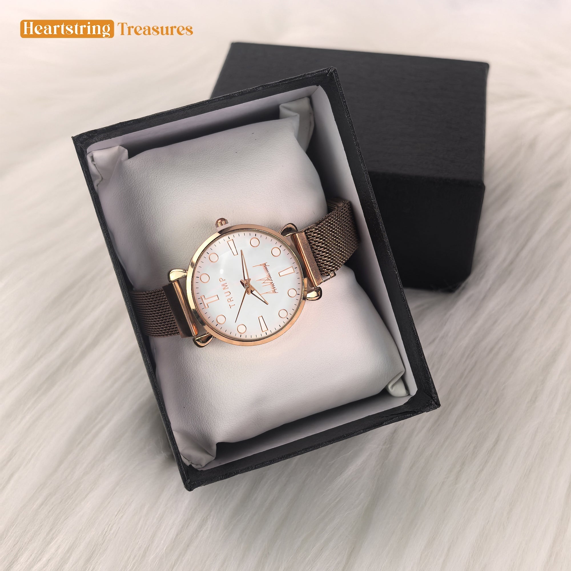 TRUMP Watch 2025 Luxury Gold – Rose-Tinted White Dial – Gold Watch for Women