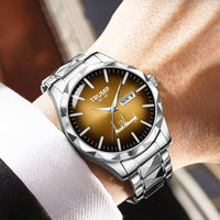 TRUMP 45-47 Watch 2026 Luxury Silver – Chocolate Brown Sunburst Dial