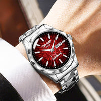 TRUMP Watch 45 – 47 Luxury Silver Steel – Royal Red Ruby Burst Dial