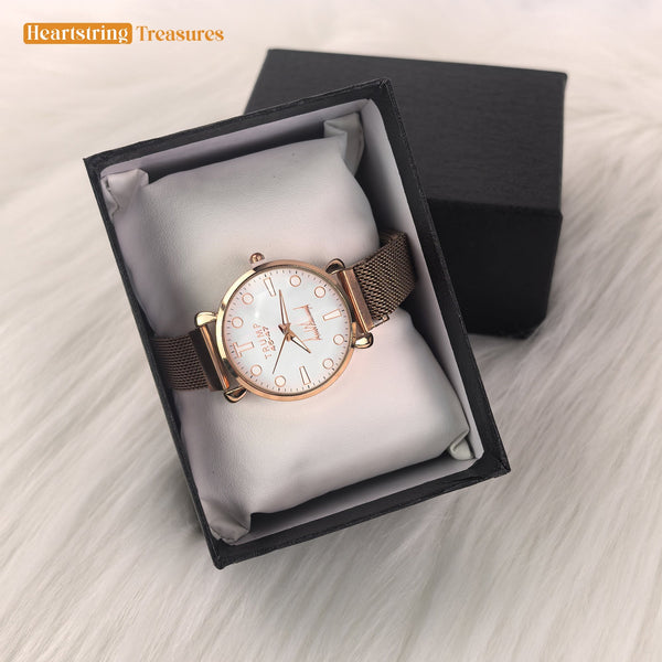 TRUMP 45-47 Watch 2026 Luxury Gold – Rose-Tinted White Dial – Gold Watch for Women