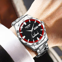 TRUMP 45-47 Watch 2026 Luxury Silver Steel – Signature Red Sport Dial