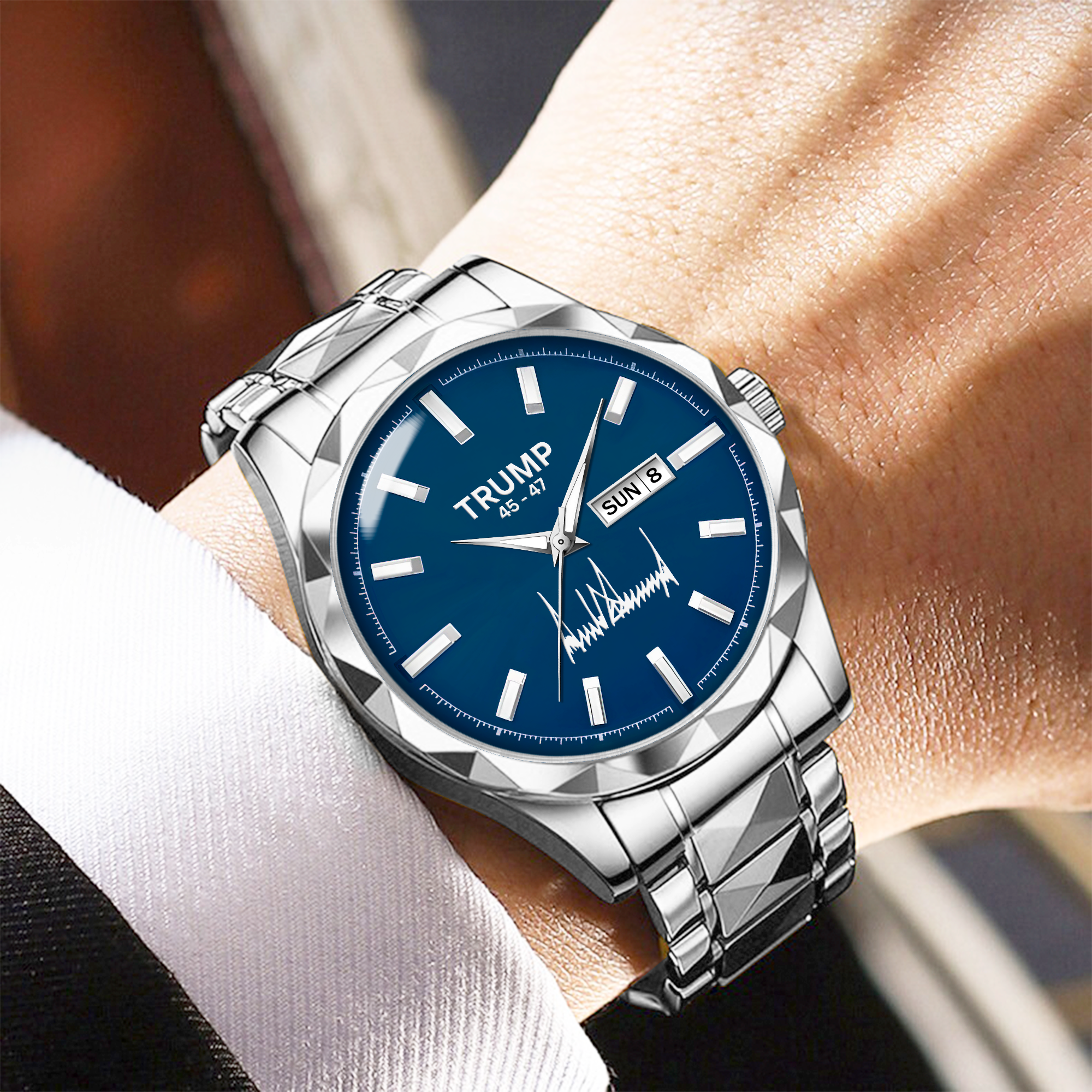 TRUMP 45-47 Watch 2025 Signature – Liberty Steel Blue Dial – Watch for Men