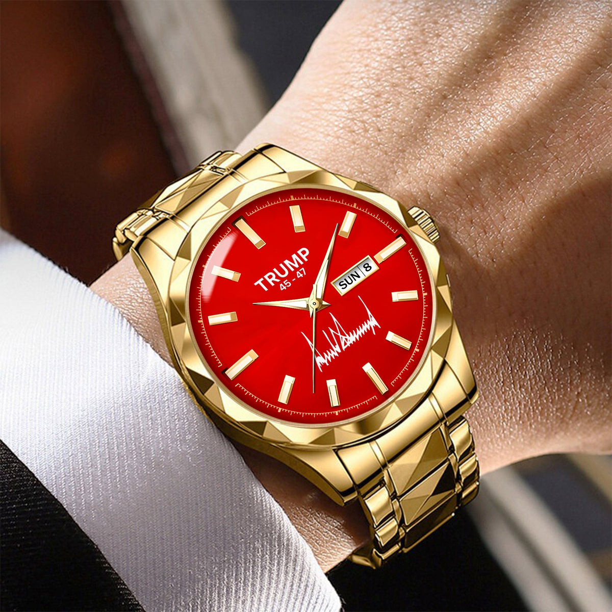 TRUMP 45-47 Watch 2025 – Gold Case, Red Dia – Luxury Men’s Watch