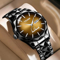 TRUMP Watch 2026 Luxury Black Steel – Signature Sunburst Gold Dial